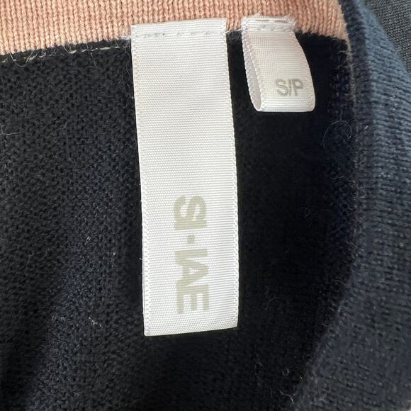 SI-IAE Beige Black Wool Cardigan Sweater Button-Down Long Sleeves Size S Small - Picture 6 of 8